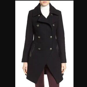 Trina Turk Wool Blend Military Coat - Black (Size 6)